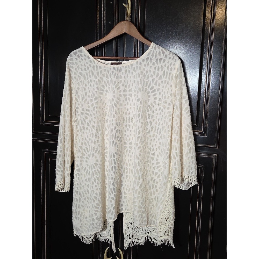 multiples womens 2X, Sheer, Open Back, Summer, Festival, Concert, Lace,Romanti